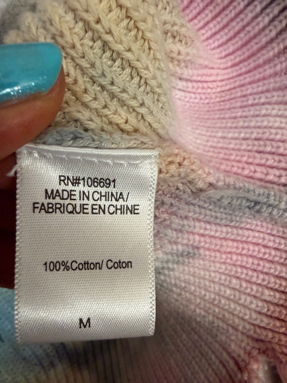 Cropped Sweater Boho Tie-Dye Ribbed Crewneck  - Multicolor - Picture 10 of 16